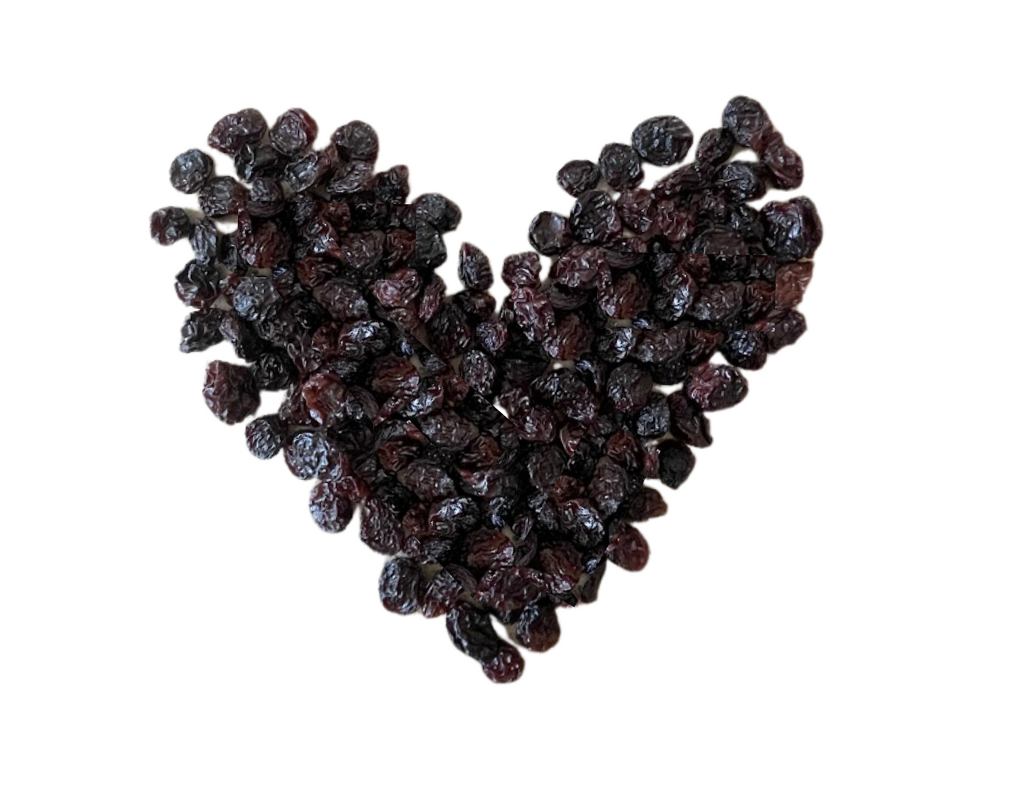 image of raisins in a heart shape